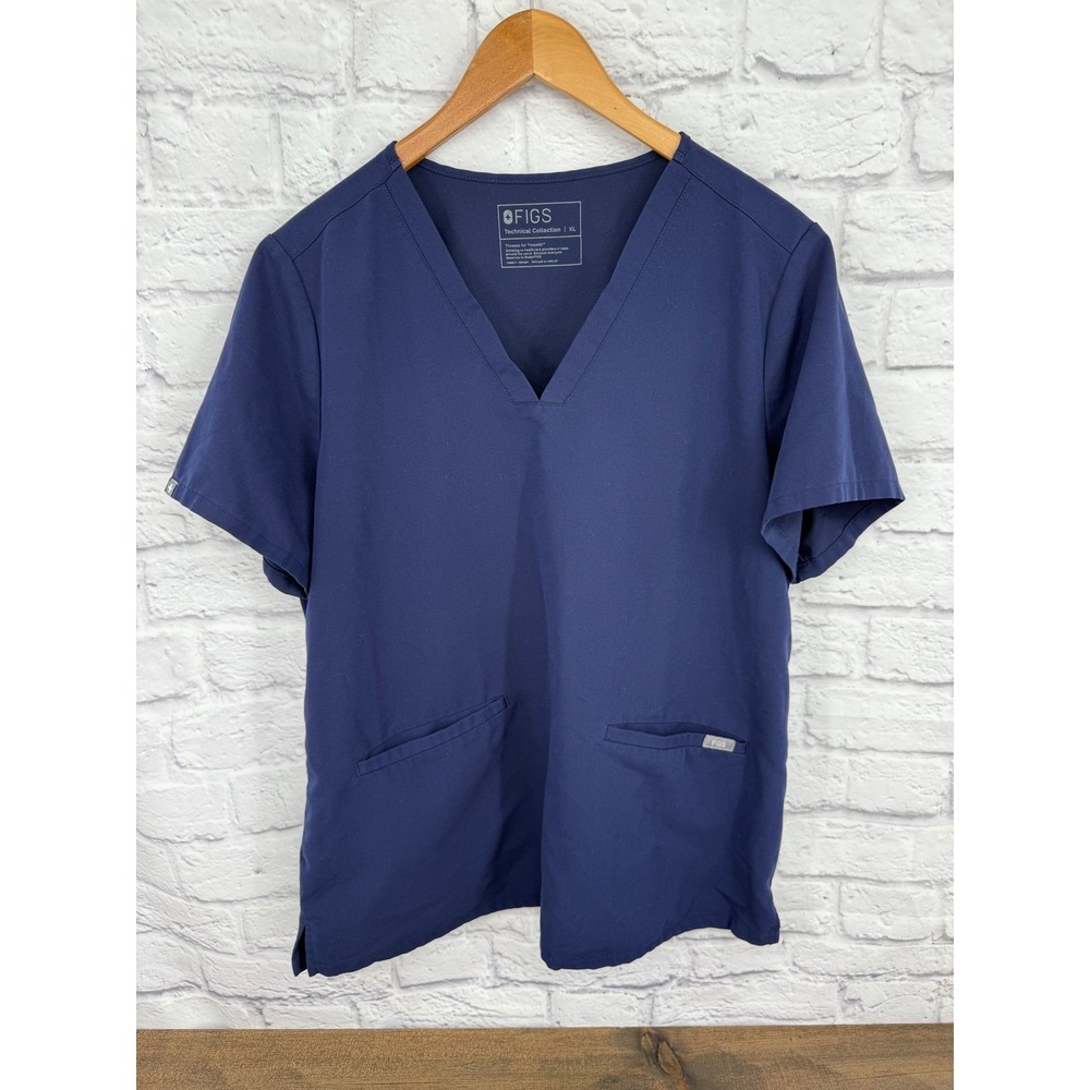 FIGS Women's Navy Blue V Neck Scrub Top Size XL